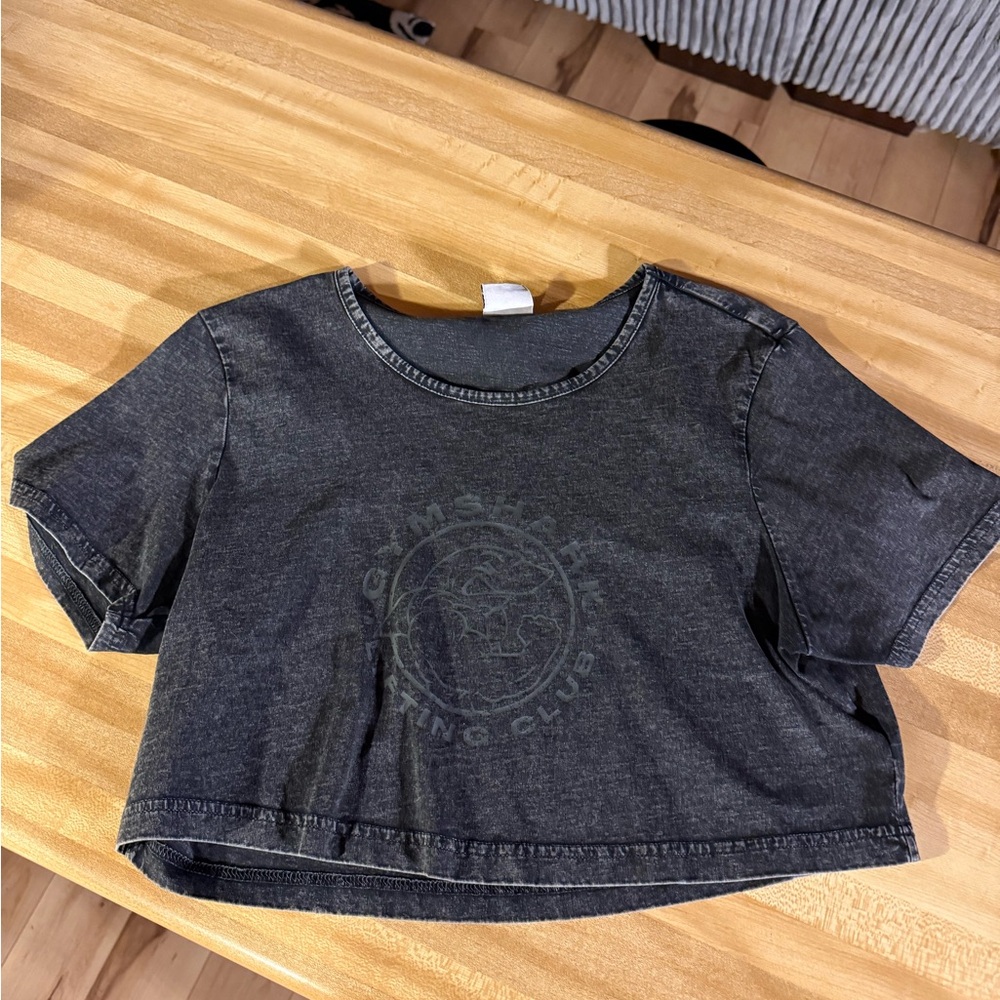 Gymshark Black Washed Cropped Tee